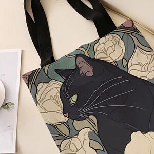 Dark cat elegance - shoulder tote